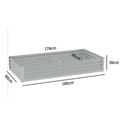 Højbed i stål 180x90x30 cm med beskyttelseskant, vejrbestandig – altan/have