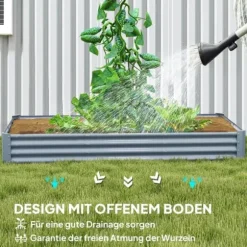 Højbed i stål 240x120x30 cm med beskyttelseskant, vejrbestandig – altan/have