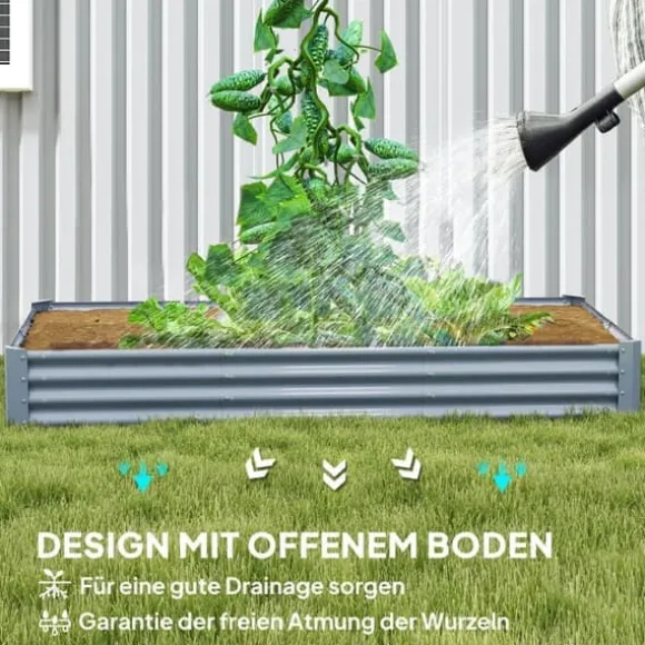 Højbed i stål 240x120x30 cm med beskyttelseskant, vejrbestandig – altan/have