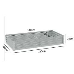 Højbed i stål 180x90x30 cm med beskyttelseskant, vejrbestandig – altan/have