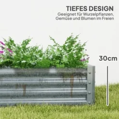 Højbed i stål 180x90x30 cm med beskyttelseskant, vejrbestandig – altan/have