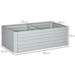 Højbed i stål 180x90x60 cm, stabelbar/sammenkoblingsbar – blomster & planter