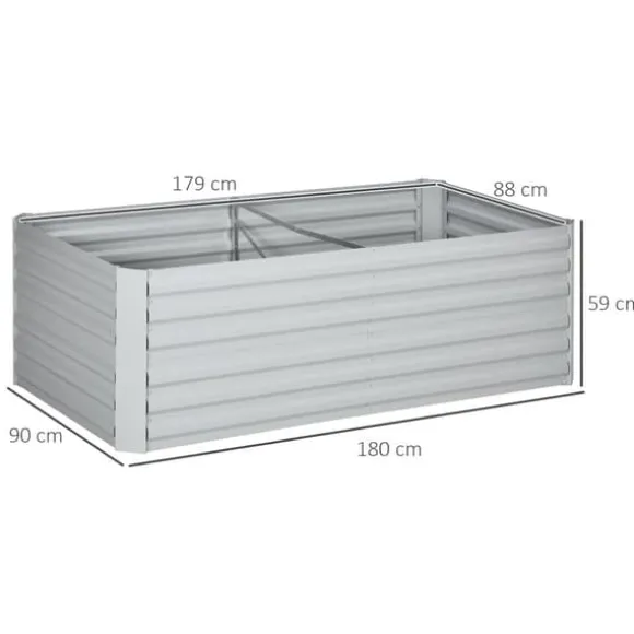 Højbed i stål 180x90x60 cm, stabelbar/sammenkoblingsbar – blomster & planter
