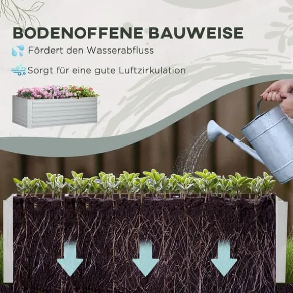 Højbed i stål 180x90x60 cm, stabelbar/sammenkoblingsbar – blomster & planter