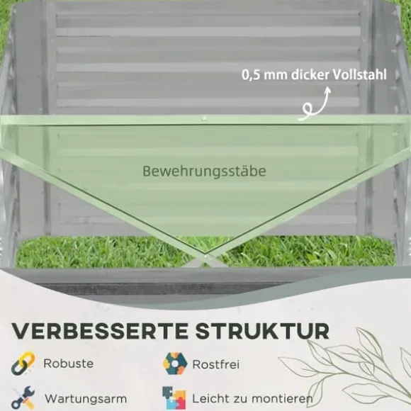 Højbed i stål 180x90x60 cm, stabelbar/sammenkoblingsbar – blomster & planter