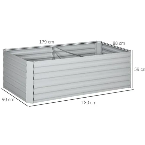 Højbed i stål 180x90x60 cm, stabelbar/sammenkoblingsbar – blomster & planter
