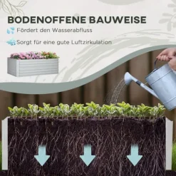 Højbed i stål 180x90x60 cm, stabelbar/sammenkoblingsbar – blomster & planter