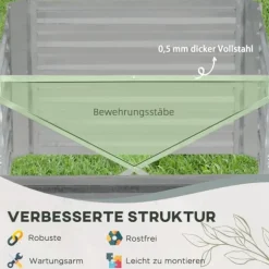 Højbed i stål 180x90x60 cm, stabelbar/sammenkoblingsbar – blomster & planter