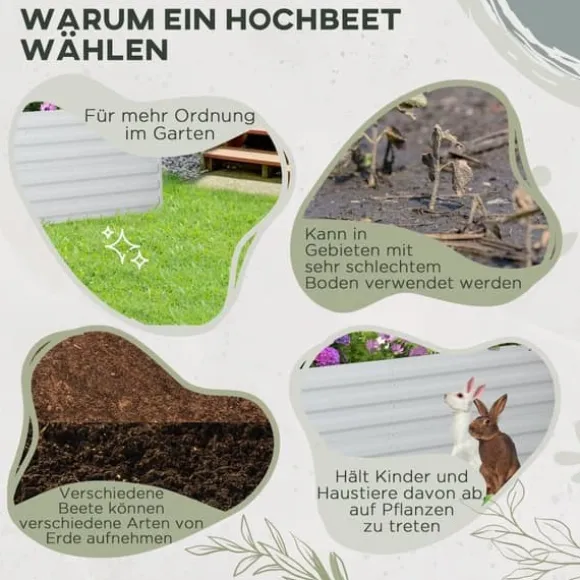 Højbed i stål 180x90x60 cm, stabelbar/sammenkoblingsbar – blomster & planter