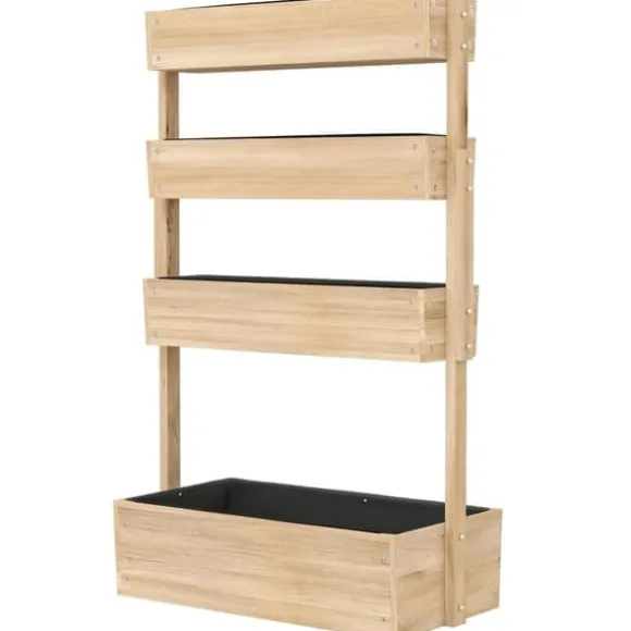 Højbed i træ 4 niveauer med drænhuller 88,5x45x140 cm – altan & have