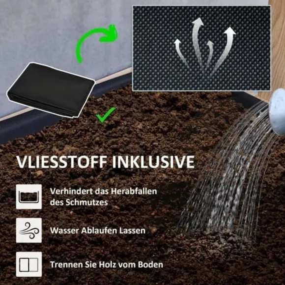 Højbed i træ 4 niveauer med drænhuller 88,5x45x140 cm – altan & have