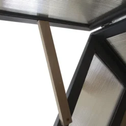Højbed i træ med drivhus 120x54x112/122 cm, polykarbonat, grå – til tomater & grøntsager