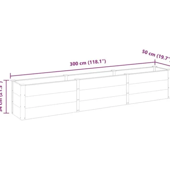Højbed i WPC - Moderne plantekasse | Størrelse: 300x50x54 cm | Farve: Grå