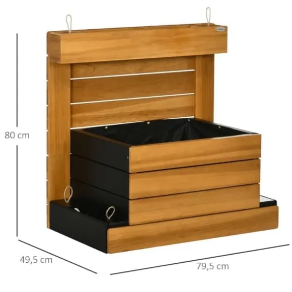 Højbed med 4 indsatsbeholdere & selvvanding, foret, træ brun, 79,5x49,5x80 cm