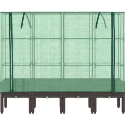 Højbed med drivhusovertræk - Rattan-look | Størrelse: 160x40x140 cm