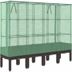 Højbed med drivhusovertræk - Rattan-look | Størrelse: 160x40x140 cm