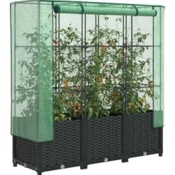 Højbed med drivhusovertræk - Rattan-look | Mål: 120x40x138 cm