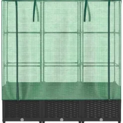 Højbed med drivhusovertræk - Rattan-look | Mål: 120x40x138 cm