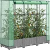 Højbed med drivhusovertræk 120x40x123 cm - Rattan-look | Farve: Grå