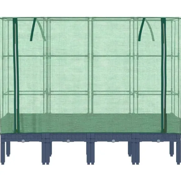 Højbed med drivhusovertræk - Rattan-look | Størrelse: 160x40x140 cm