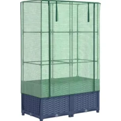 Højbed med drivhusovertræk 80x40x138 cm - Rattan-look | Størrelse: 80x40x138 cm