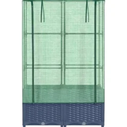 Højbed med drivhusovertræk 80x40x138 cm - Rattan-look | Størrelse: 80x40x138 cm