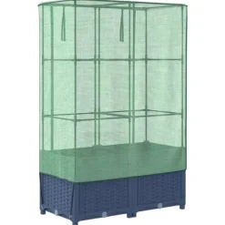 Højbed med drivhusovertræk 80x40x138 cm - Rattan-look | Størrelse: 80x40x138 cm