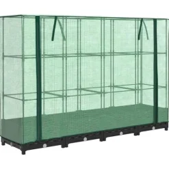 Højbed med drivhusovertræk - Rattan-look | Størrelse: 160x40x123 cm