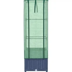 Højbed med drivhusovertræk 40x40x139 cm - Rattan-look | Størrelse: 40x40x139 cm