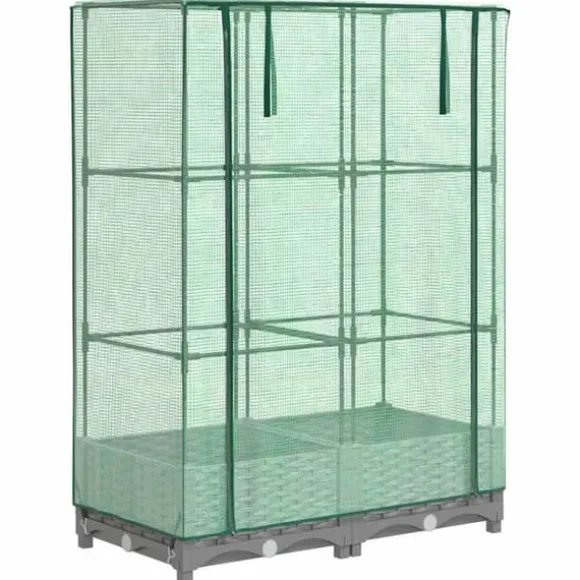 Højbed med drivhusovertræk 80x40x123 cm - Rattan-look | Størrelse: 80x40x123 cm