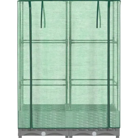 Højbed med drivhusovertræk 80x40x123 cm - Rattan-look | Størrelse: 80x40x123 cm