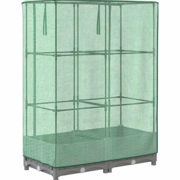Højbed med drivhusovertræk 80x40x123 cm - Rattan-look | Størrelse: 80x40x123 cm