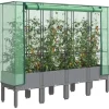 Højbed med drivhusovertræk - Robust rattan-look | Størrelse: 160x40x140 cm