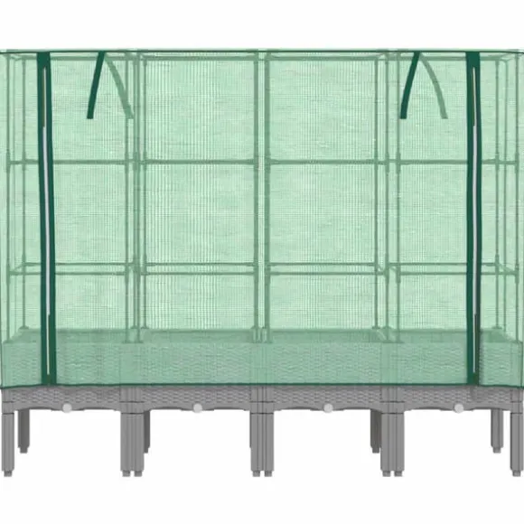 Højbed med drivhusovertræk - Robust rattan-look | Størrelse: 160x40x140 cm