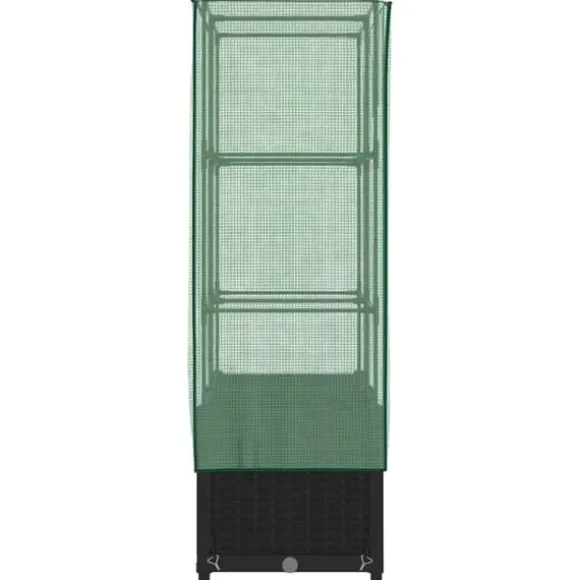 Højbed med drivhusovertræk - Rattan-look | Størrelse: 80x40x138 cm