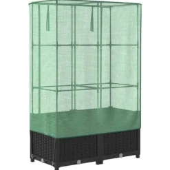 Højbed med drivhusovertræk - Rattan-look | Størrelse: 80x40x138 cm
