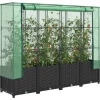 Højbed med drivhusovertræk - Robust konstruktion i rattan-look | Størrelse: 160x40x138 cm