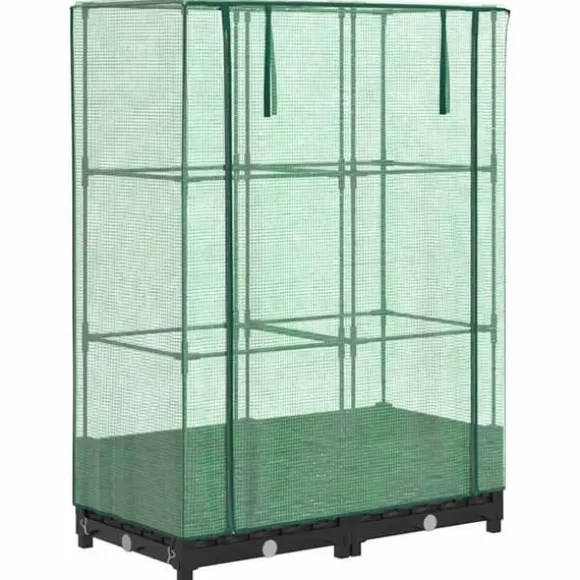Højbed med drivhusovertræk - Rattan-look | Størrelse: 80x40x123 cm