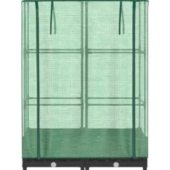 Højbed med drivhusovertræk - Rattan-look | Størrelse: 80x40x123 cm