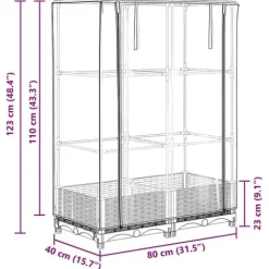 Højbed med drivhusovertræk - Rattan-look | Størrelse: 80x40x123 cm
