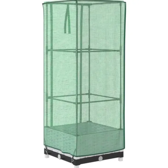 Højbed med drivhusovertræk - Rattan-look | Størrelse: 40x40x123 cm