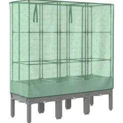 Højbed med drivhusovertræk - Plantekasse i rattan-look | Størrelse: 120x40x140 cm