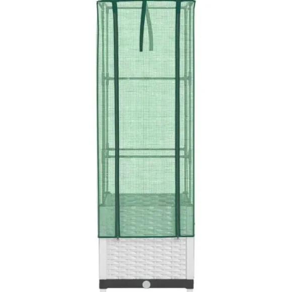 Højbed med drivhusovertræk - Rattan-look | Størrelse: 40x40x139 cm