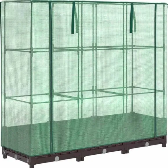 Højbed med drivhusovertræk - Rattan-look | Størrelse: 120x40x123 cm