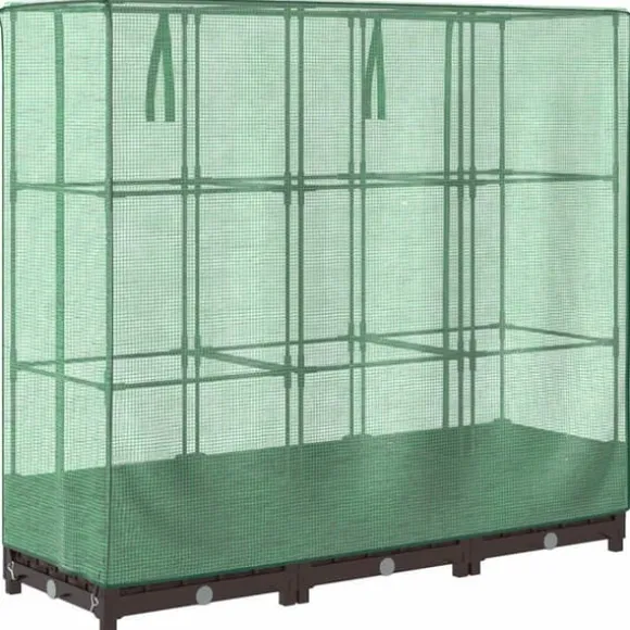 Højbed med drivhusovertræk - Rattan-look | Størrelse: 120x40x123 cm