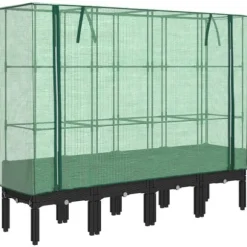 Højbed med drivhusovertræk i rattan-look - Plantekasse | Størrelse: 160x40x140 cm