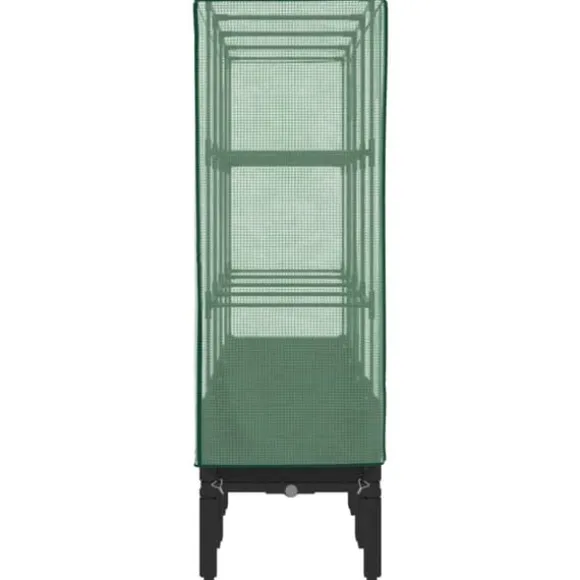 Højbed med drivhusovertræk i rattan-look - Plantekasse | Størrelse: 160x40x140 cm