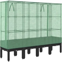 Højbed med drivhusovertræk i rattan-look - Plantekasse | Størrelse: 160x40x140 cm