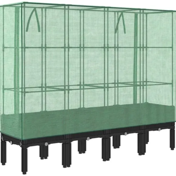 Højbed med drivhusovertræk i rattan-look - Plantekasse | Størrelse: 160x40x140 cm