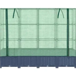 Højbed med drivhusovertræk - Rattan-look | Størrelse: 160x40x138 cm